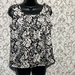 TALBOTS Black and White Floral Tank